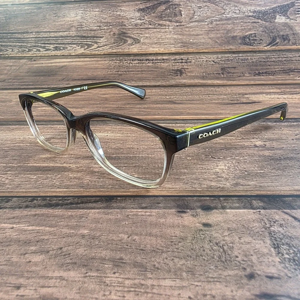 Coach Eyeglasses Womens Olive Brown Gradient Clear HC6089 5408 Rectangle Frames‎